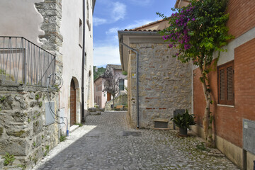 A narrow street in Fontana Liri, an old mountain town in the province of Frosinone, Italy.