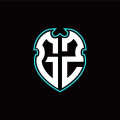 G Z Initial logo design with a shield shape
