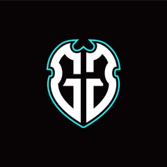 G J Initial logo design with a shield shape