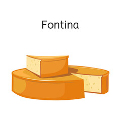 Vector illustration of cheese and fontina logo. Web element of cheese and slice stock symbol for web.