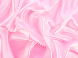 Beautiful elegant wavy light pink satin silk luxury cloth fabric texture, abstract background design. Copy space