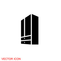 Cupboard icon, furniture and home decor icons. Vector illustration.