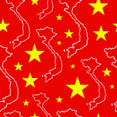 Seamless pattern of the theme of Vietnam Independence Day on September 2. Decorated with  Vietnam flag elements and map.