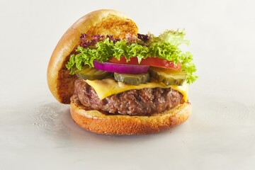 Burger shot of white background