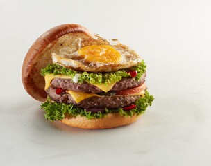 Burger shot of white background