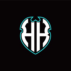H K Initial logo design with a shield shape