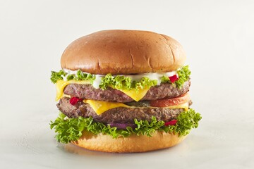 Burger shot of white background
