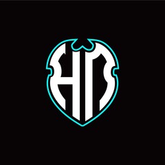 H N Initial logo design with a shield shape