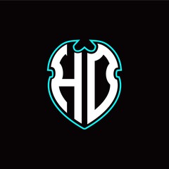 H O Initial logo design with a shield shape