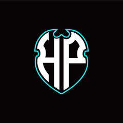 H P Initial logo design with a shield shape