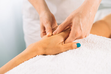 Physiotherapeutic hand massage in a clinic