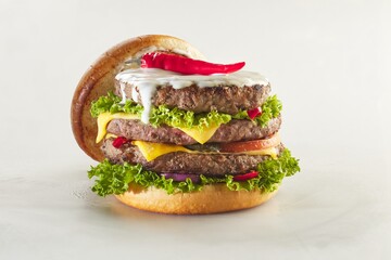 Burger shot of white background