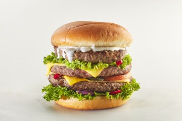 Burger shot of white background