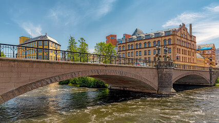 Norrkoping Arbetets Museum Behind Road Bridge