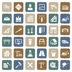 Architecture Icons. Grunge Color Flat Design. Vector Illustration.