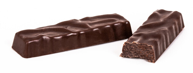 Chocolate bars. Isolated white background. Clipping path.