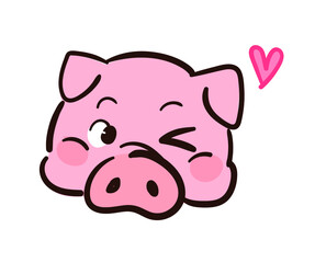 Obraz na płótnie Canvas 붓으로 그린 스타일 귀여운 돼지 벡터 일러스트.