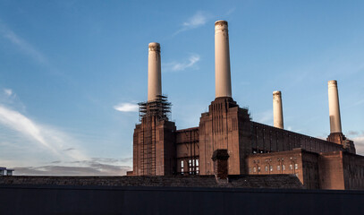 Battersea Power station prior to refurbishment. In colour.