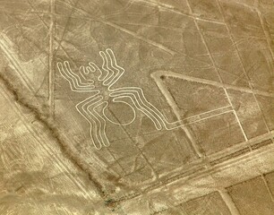 Spider geoglyph, Nazca mysterious lines and geoglyphs
