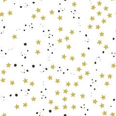 Obraz premium Abstract seamless pattern with Brush Strokes geometric star elements. Beautiful modern texture with chaotic painted shapes. Monochrome background for your design.