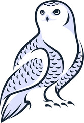Simple Elegant  Design of Standing Snow Owl Vector