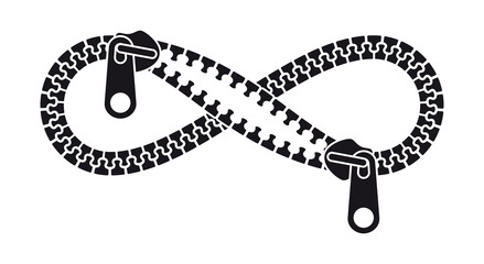 Vector black zipper as a symbol of endless love. Isolated on white background. © Jan