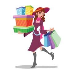 lady with shopping bags