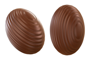 Brown sweet chocolate egg on white background. 3d illustration. Easter egg.