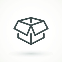 Open Box icon or logo in modern line style. High quality black outline pictogram for web site design and mobile apps. Vector illustration on a white background.
