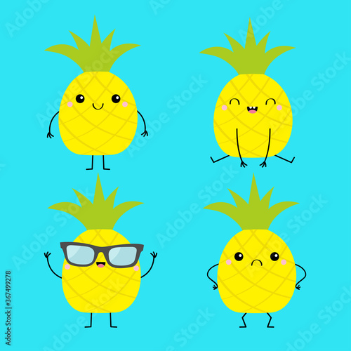 Smiling Pineapple in Sunglasses Cool Wall Decor Art Print 