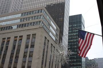 new york city with US flag