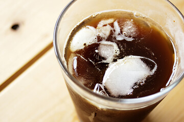 グラスの　アイスコーヒー