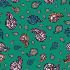 Hippy Indian paisley vector repeat pattern design