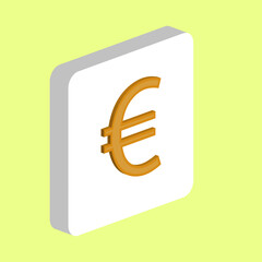 Euro currency Simple vector icon. Illustration symbol design template for web mobile UI element. Perfect color isometric pictogram on 3d white square. Euro currency icons for business project.