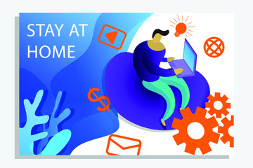 social network concept, work from home, freelance job, make money from network, online marketing.