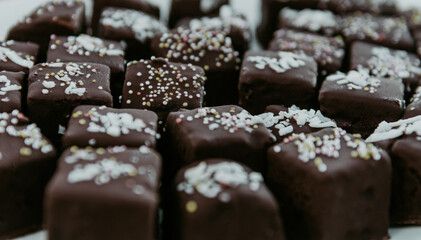 close up of chocolate cakes