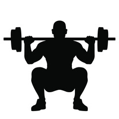 weight lifting man silhouette vector isolated on white background