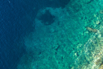 Abstract background of turquoise water-aerial view