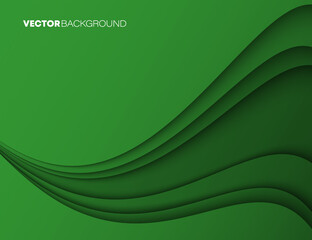 Fashion green poster paper cut wave luxury design background. Vector illustration vogue drape banner EPS10