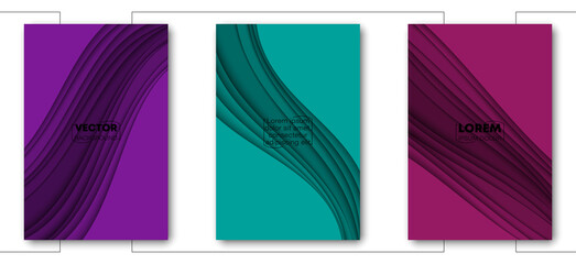 Minimal covers paper cut design. Cool halftone gradients. Future wave template banner. vector EPS10