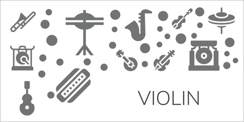 Fototapeta na wymiar Modern Simple Set of violin Vector filled Icons