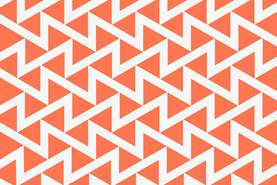 White seamless zig zag pattern on orange peach background vector
