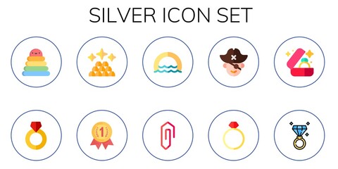 Modern Simple Set of silver Vector flat Icons