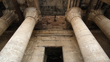 Edfu Horus temple columns detail beautiful hieroglyphic Egypt landmark