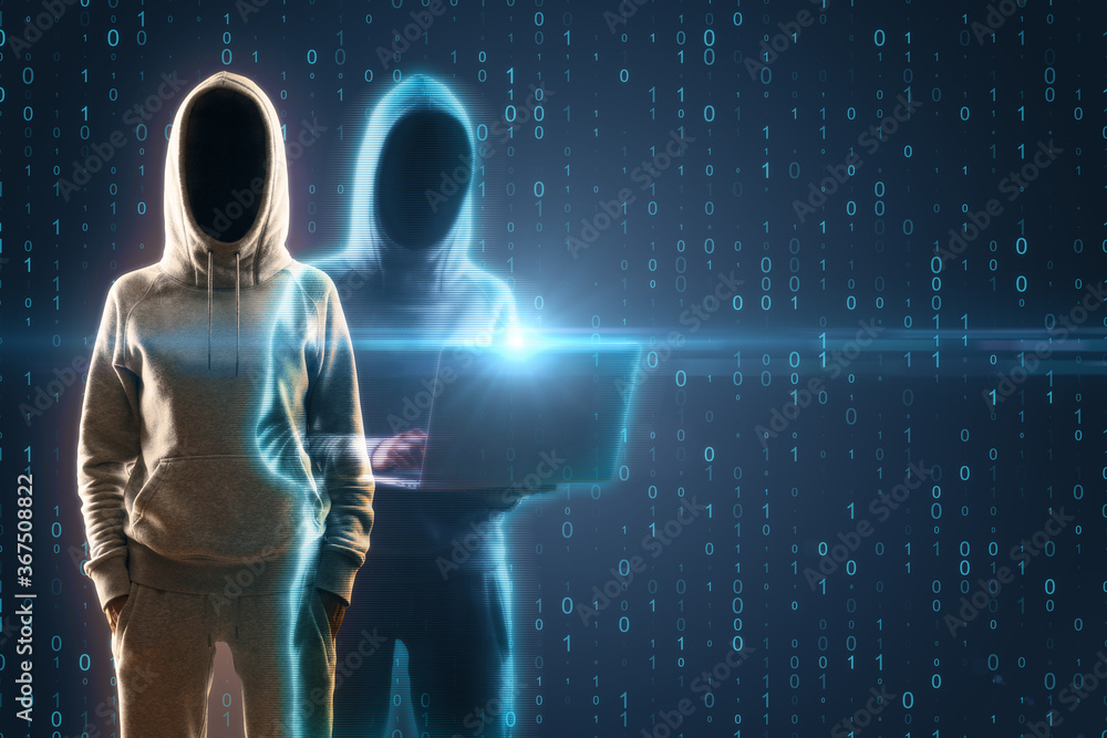 Poster Two hacker with laptop