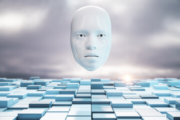 Cyborg digital white head.