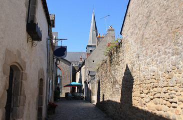 Narrow street of Guerande medieval city, Loire-Atlantique, Pays de la Loire region, France