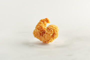 Fried shrimp shot on white background
