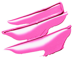 Pink lipstick strokes isolated on white background