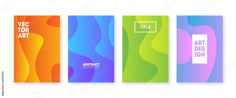 Poster minimal covers design set. wavy line and fluid colorful gradient